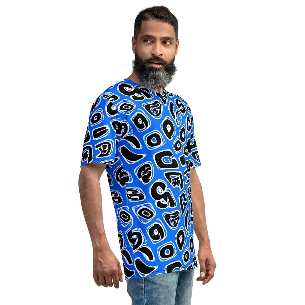 Blue Note Block on Men's Crew Neck T-Shirt — Right