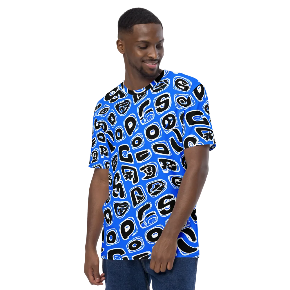 Blue Note Block on Men's Crew Neck T-Shirt — Left
