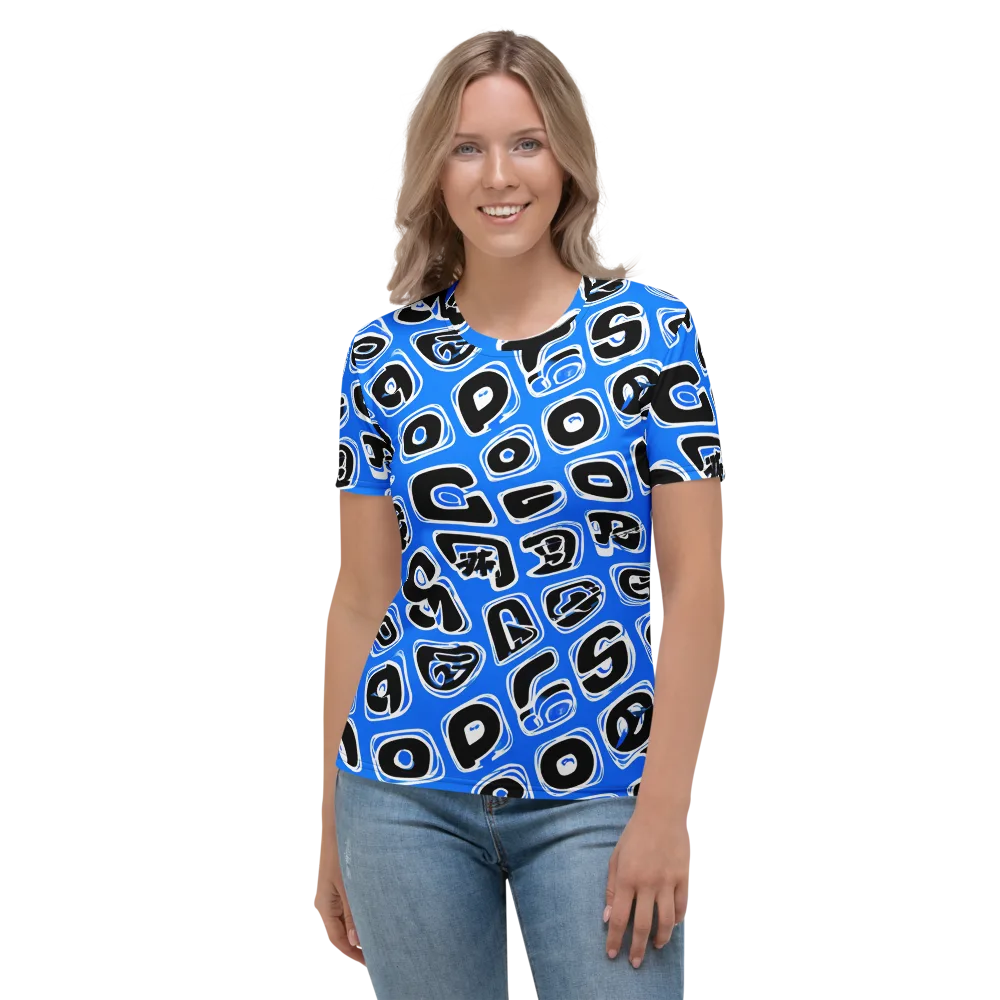 Blue Note Block on Women's Crew Neck T-Shirt — Front