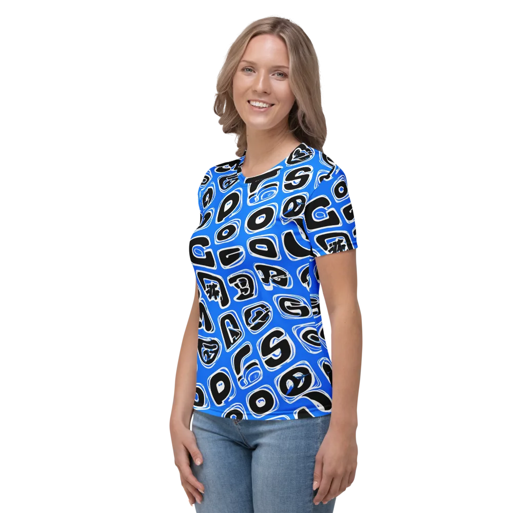 Blue Note Block on Women's Crew Neck T-Shirt — Left