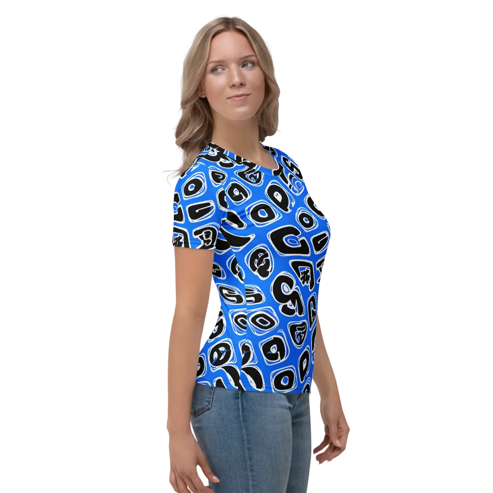 Blue Note Block on Women's Crew Neck T-Shirt — Right