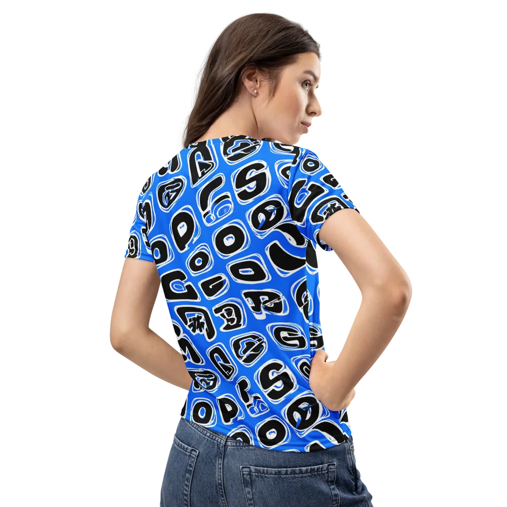 Blue Note Block on Women's Crew Neck T-Shirt — Back