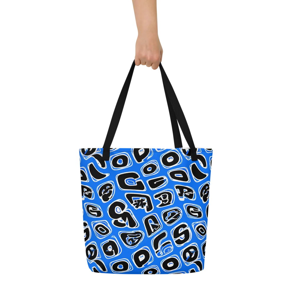 Blue Note Block on Large Tote Bag W/ Pocket — Front