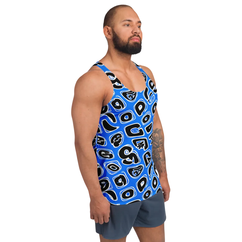Blue Note Block on Men's Tank Top — Right Front