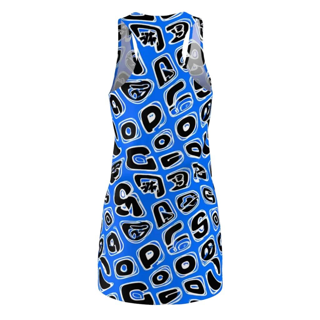 Blue Note Block on Racerback Dress — Back