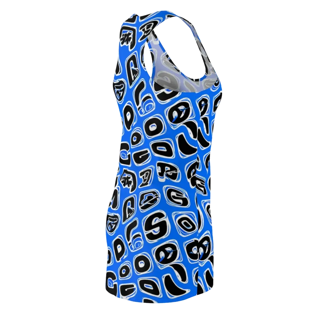 Blue Note Block on Racerback Dress — Back Side