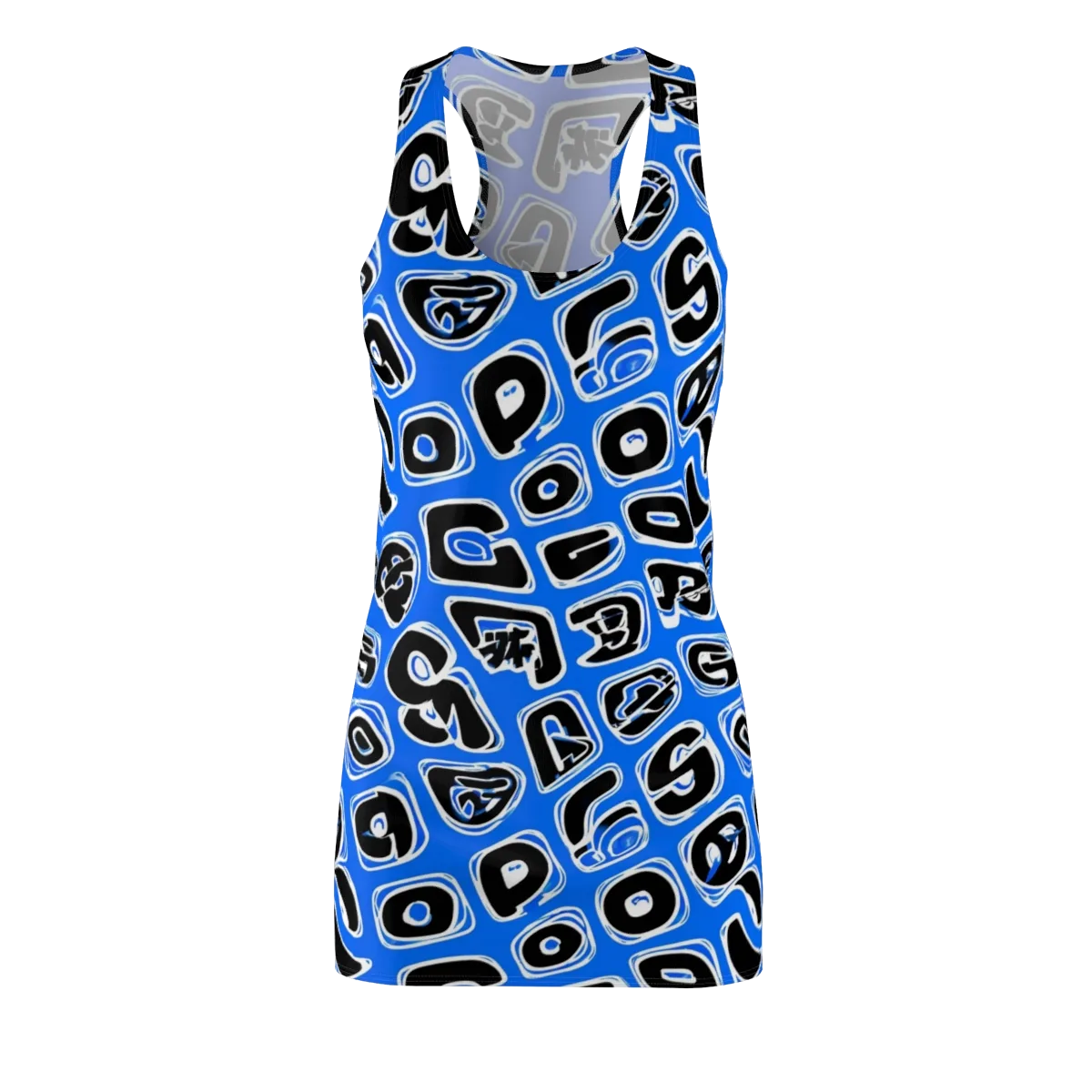 Blue Note Block on Racerback Dress — Front