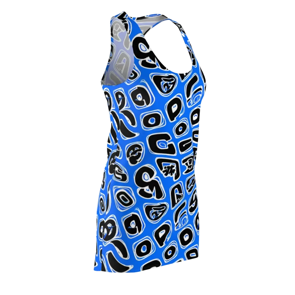 Blue Note Block on Racerback Dress — Front Side