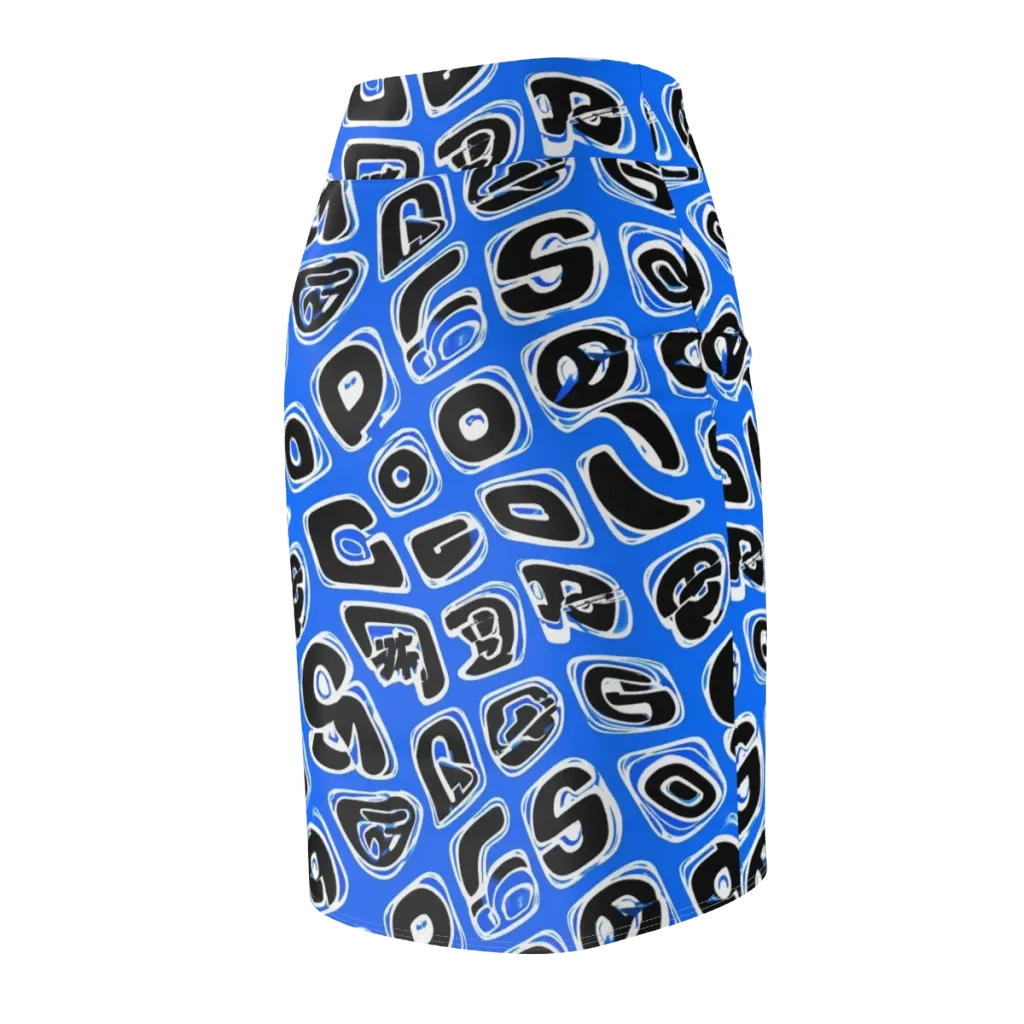 Blue Note Block on Pencil Skirt — Back Side