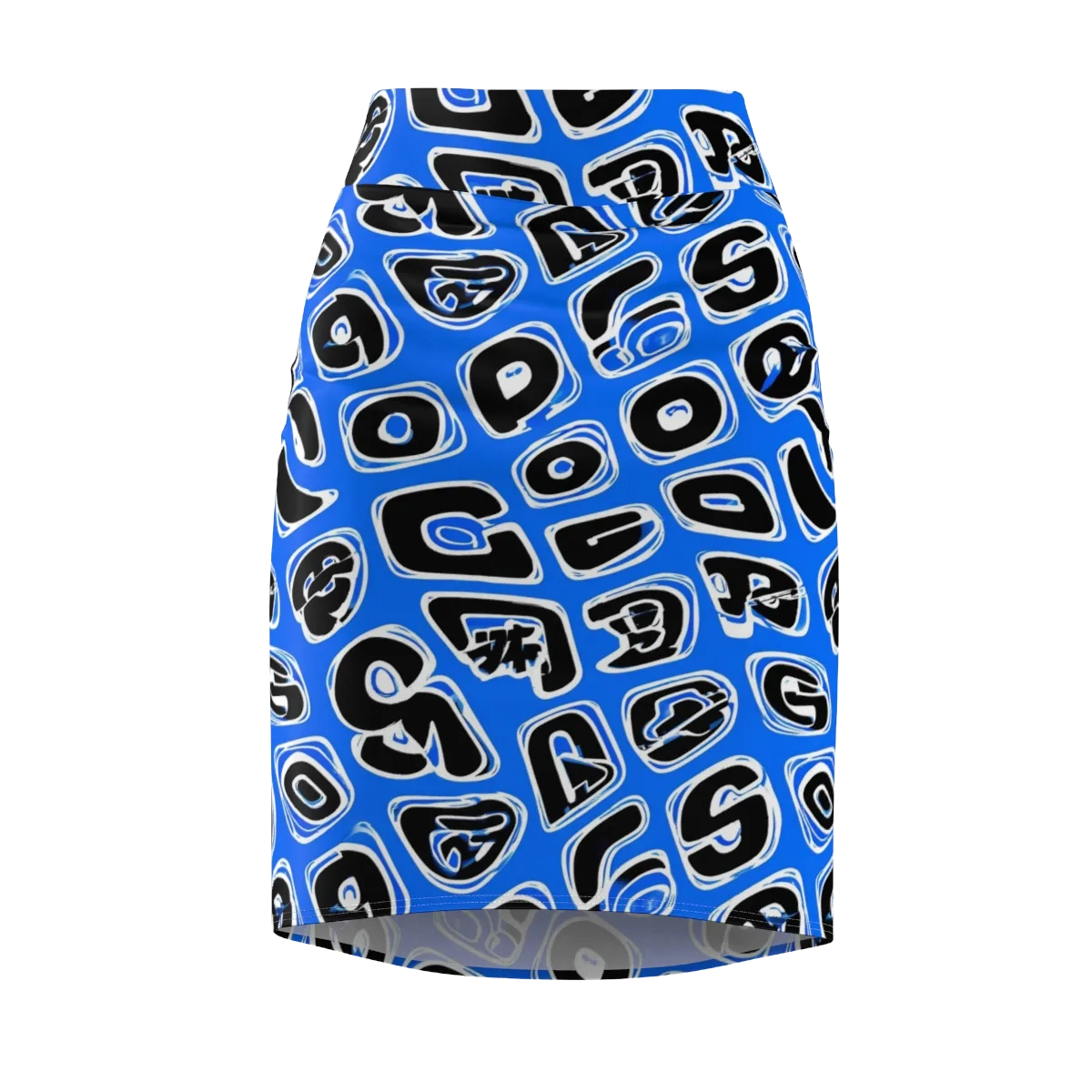 Blue Note Block on Pencil Skirt — Front