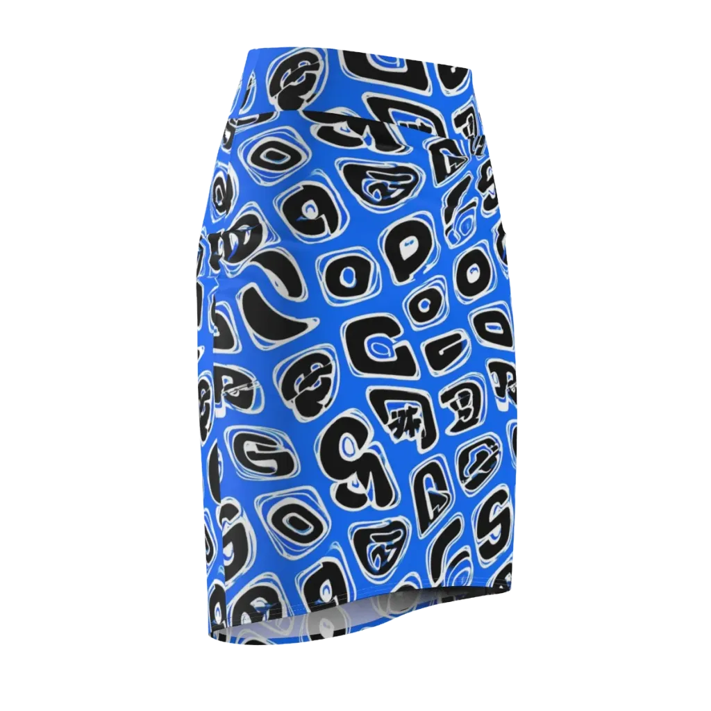 Blue Note Block on Pencil Skirt — Front Side