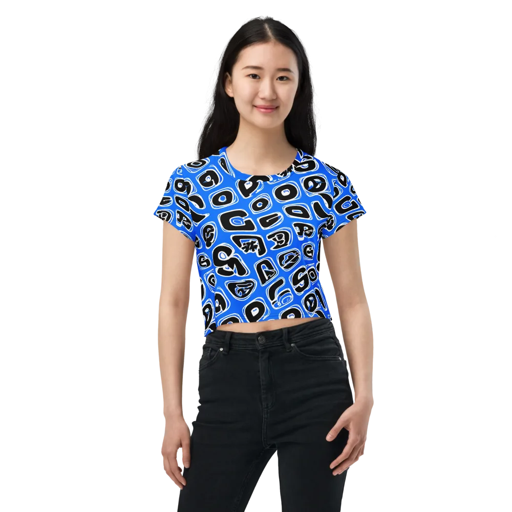 Blue Note Block on Crop Tee — Front