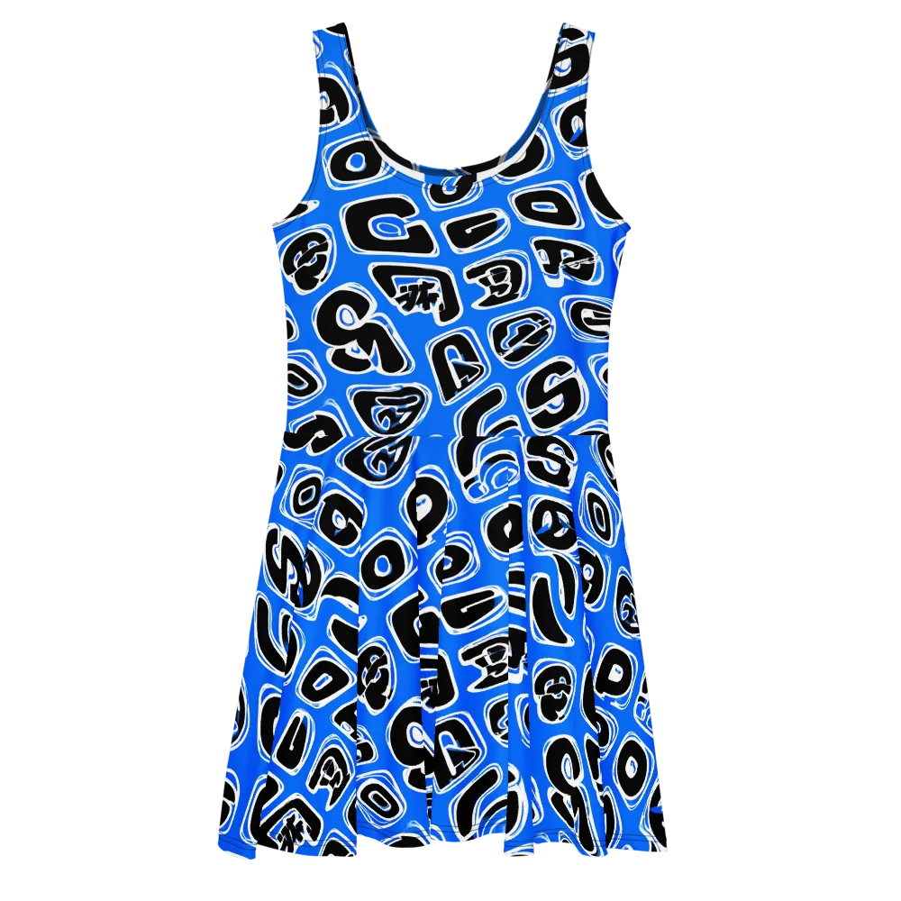 Blue Note Block on Skater Dress — Front