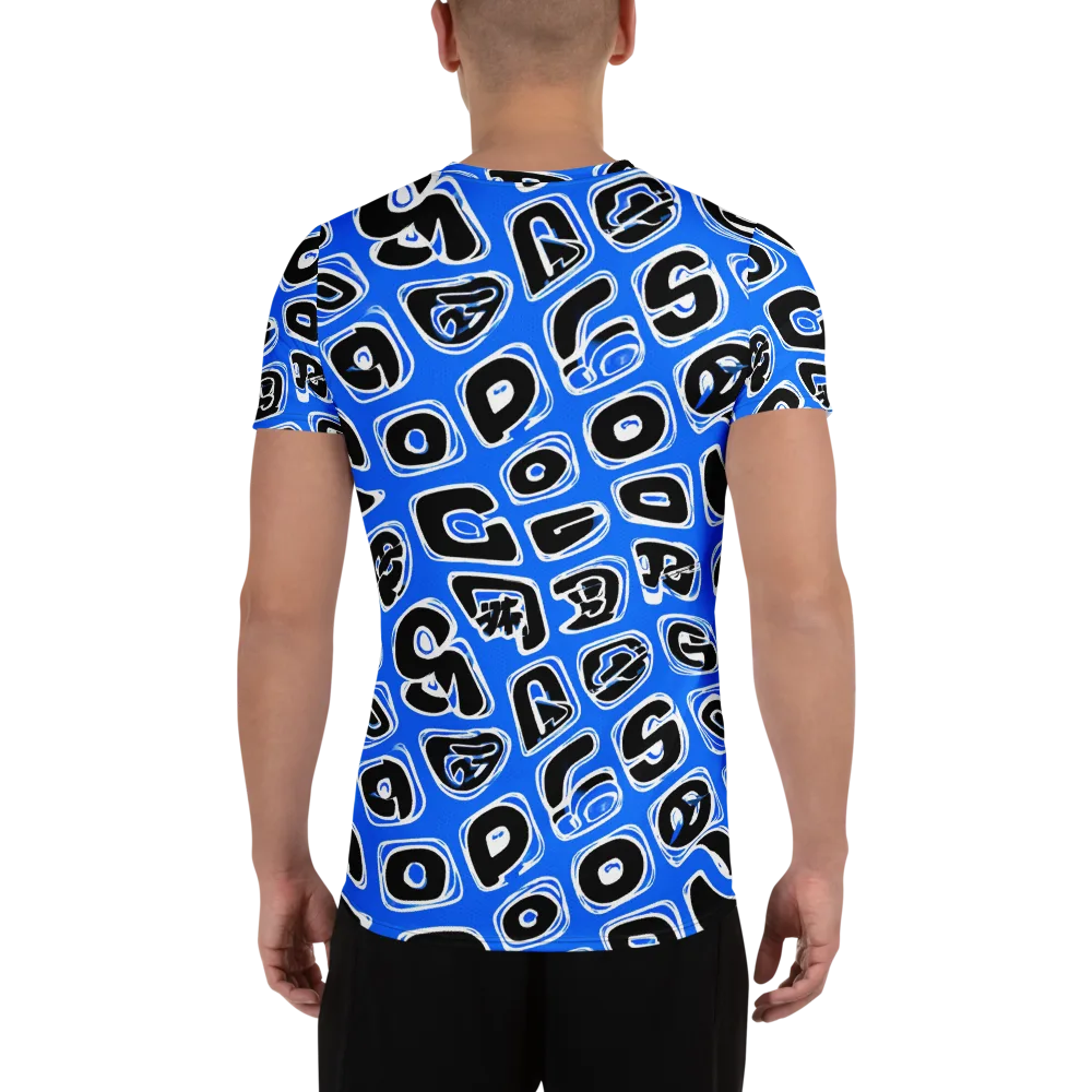 Blue Note Block on Men's Athletic T-Shirt — Back