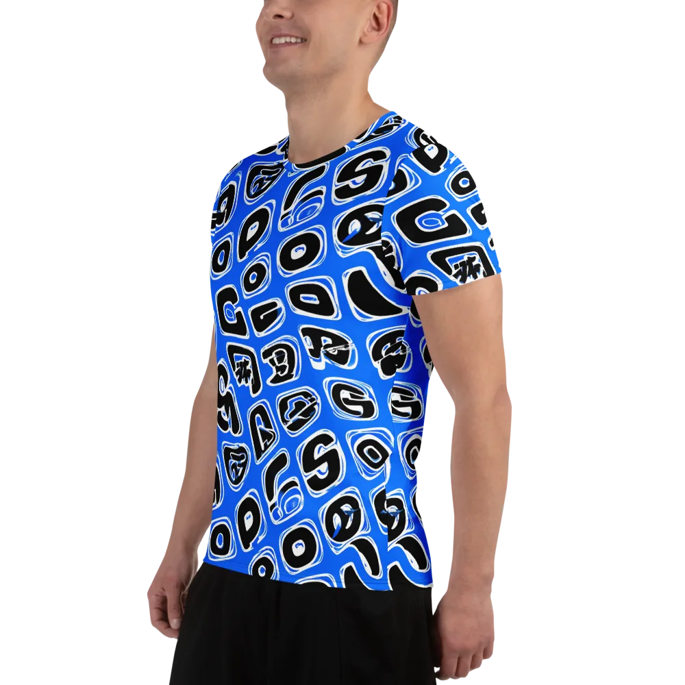 Blue Note Block on Men's Athletic T-Shirt — Left