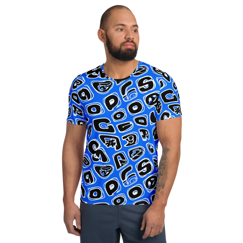 Blue Note Block on Men's Athletic T-Shirt — Front