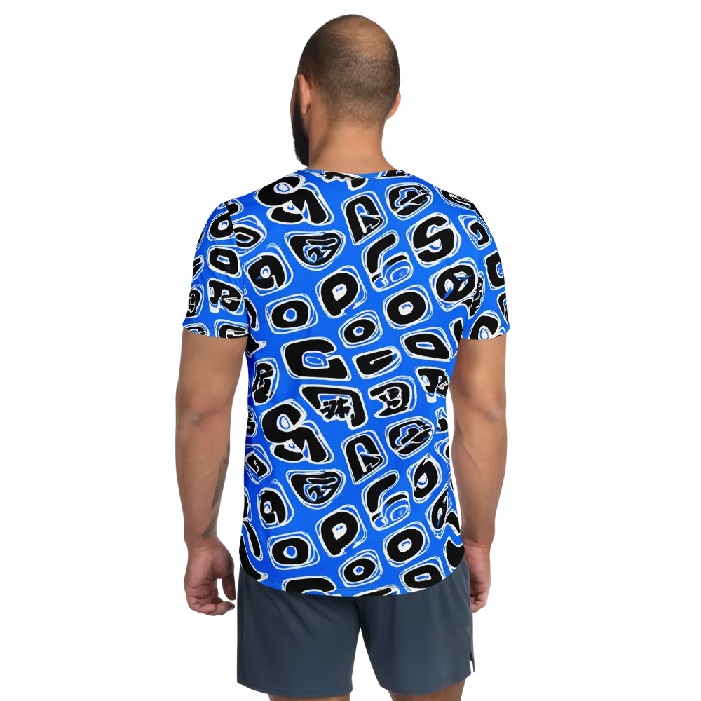 Blue Note Block on Men's Athletic T-Shirt — Back