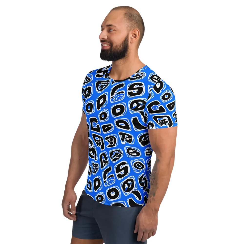 Blue Note Block on Men's Athletic T-Shirt — Left