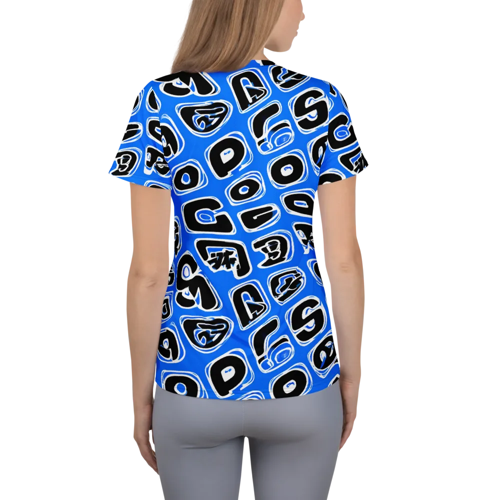 Blue Note Block on Women's Athletic T-Shirt — Back