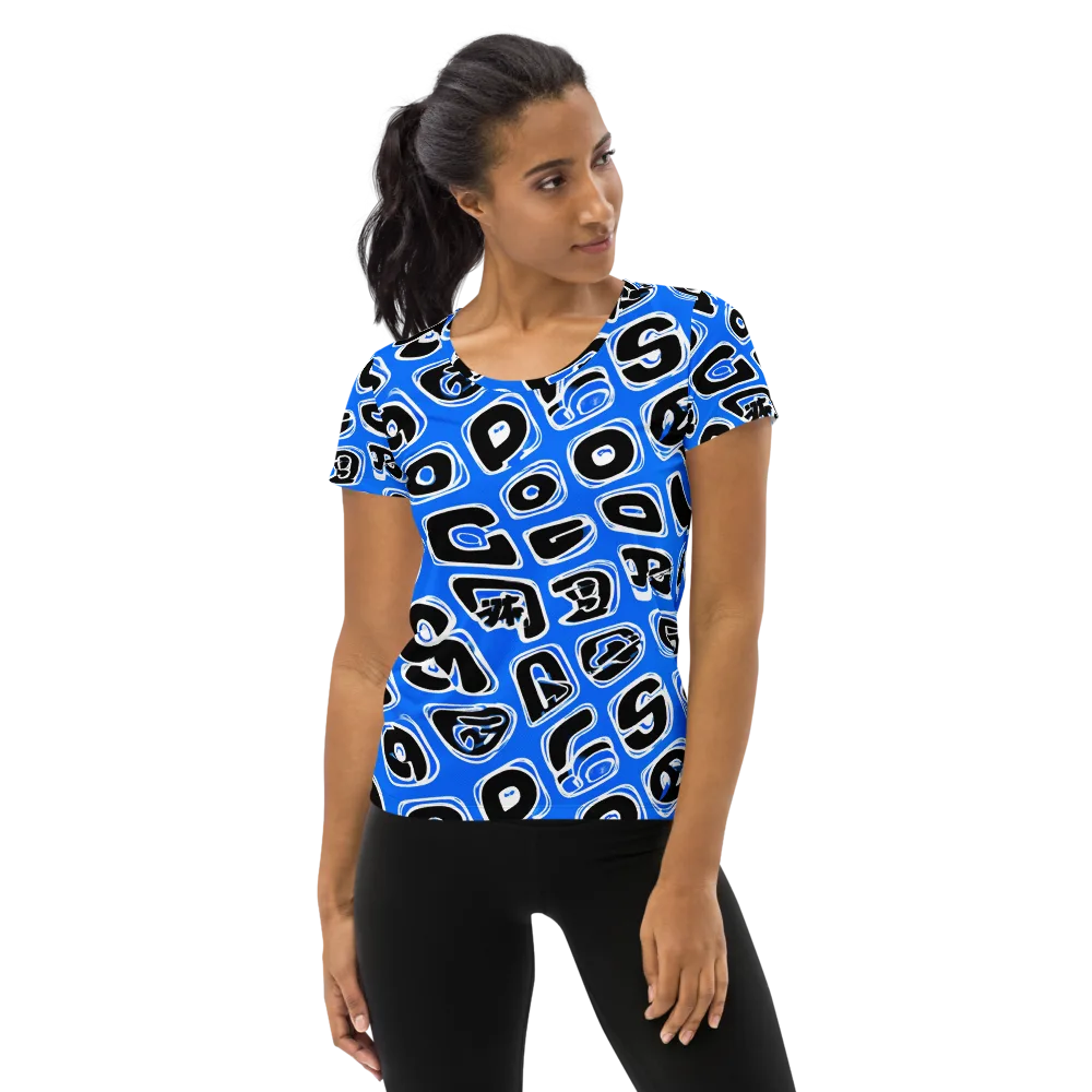 Blue Note Block on Women's Athletic T-Shirt — Front