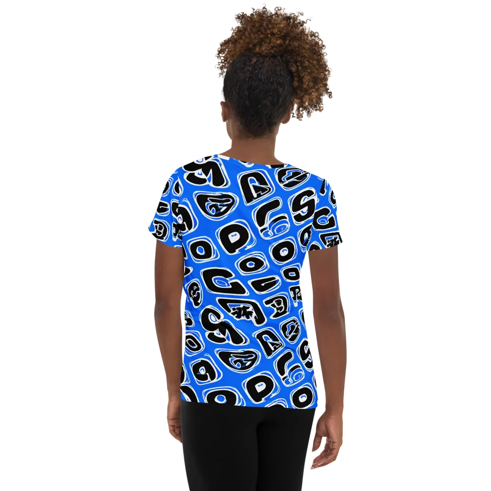 Blue Note Block on Women's Athletic T-Shirt — Back