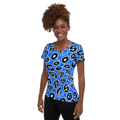Blue Note Block on a Women's Athletic T-Shirt