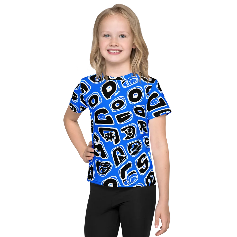 Blue Note Block on Kids Crew Neck T-Shirt — Front