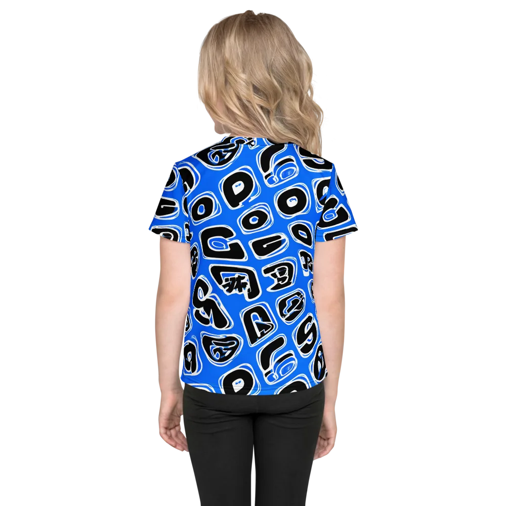 Blue Note Block on Kids Crew Neck T-Shirt — Back