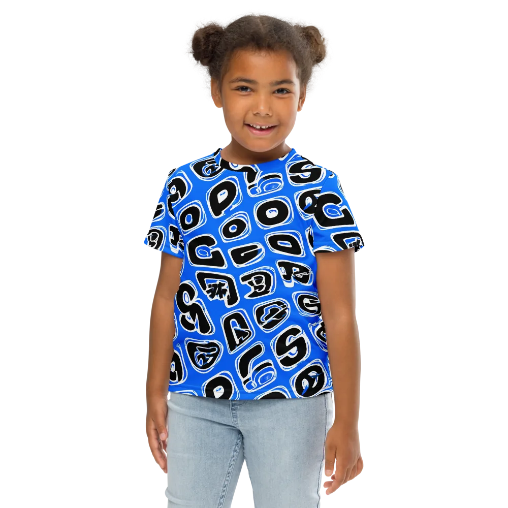 Blue Note Block on Kids Crew Neck T-Shirt — Front
