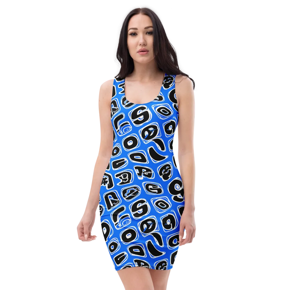 Blue Note Block on Bodycon Dress — Front