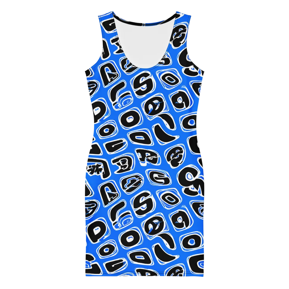Blue Note Block on Bodycon Dress — Front