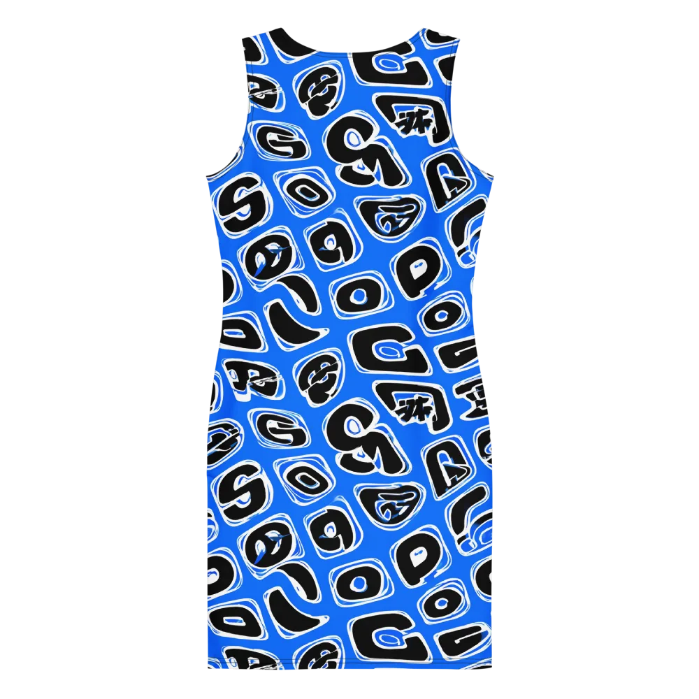 Blue Note Block on Bodycon Dress — Back