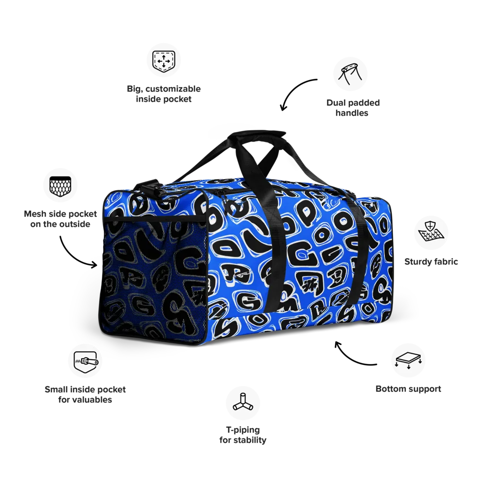 Blue Note Block on Duffle Bag — Right Front