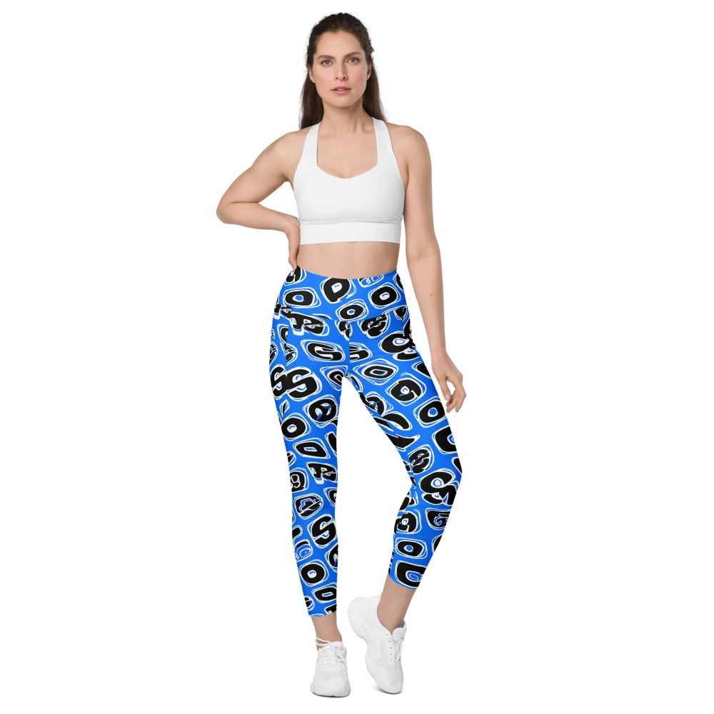 Blue Note Block on Leggings with Pockets — Front