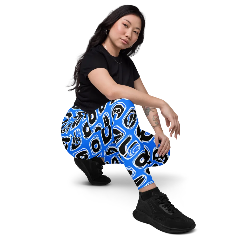 Blue Note Block on Leggings with Pockets — Right Front