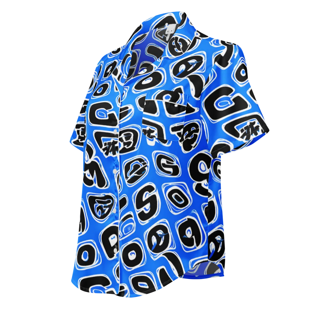 Blue Note Block on Women's Short Sleeve Pajama Top — Left Front