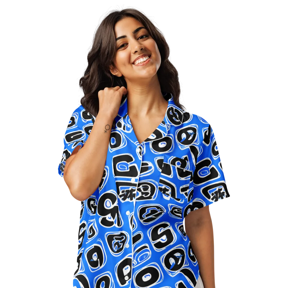 Blue Note Block on Women's Short Sleeve Pajama Top — Front