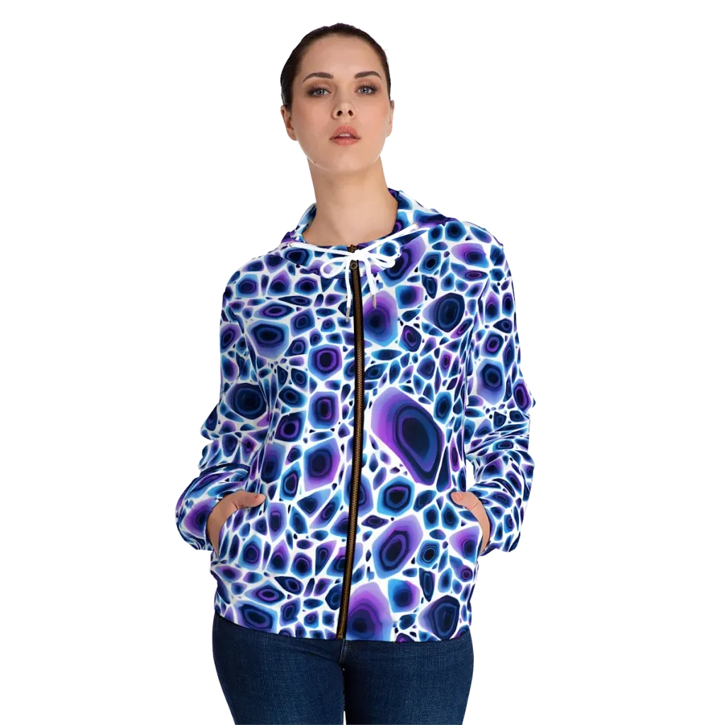Ultraviolet Pebble on Women's Full-Zip Hoodie — Front On Person