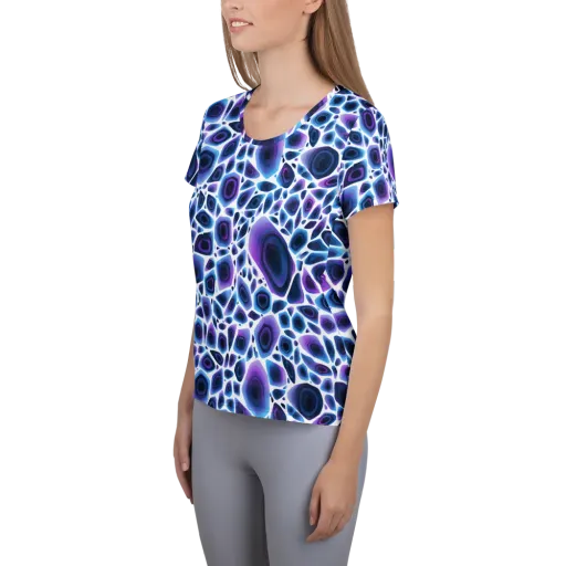 Ultraviolet Pebble on a Women's Athletic T-Shirt