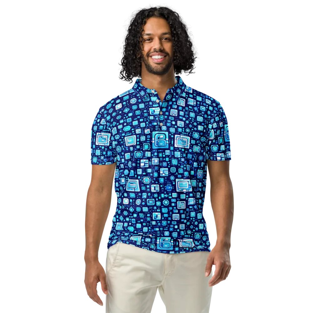 Sapphire Signal on Men's Slim Fit Polo Shirt — Front