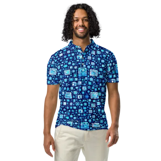 Sapphire Signal on a Men's Slim Fit Polo Shirt