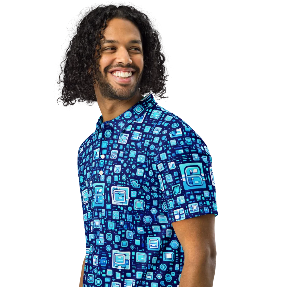 Sapphire Signal on Men's Slim Fit Polo Shirt — Left Front
