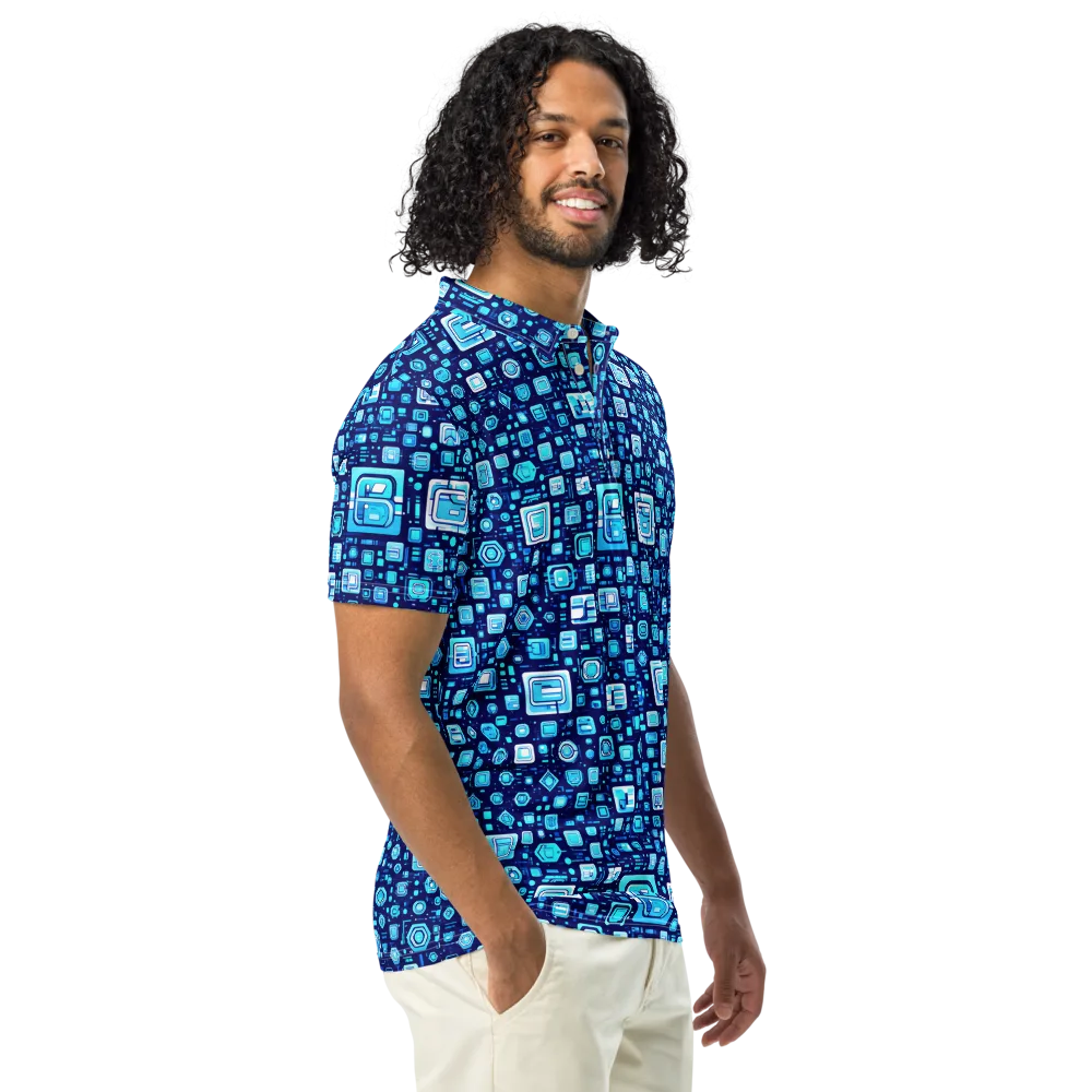 Sapphire Signal on Men's Slim Fit Polo Shirt — Right Front