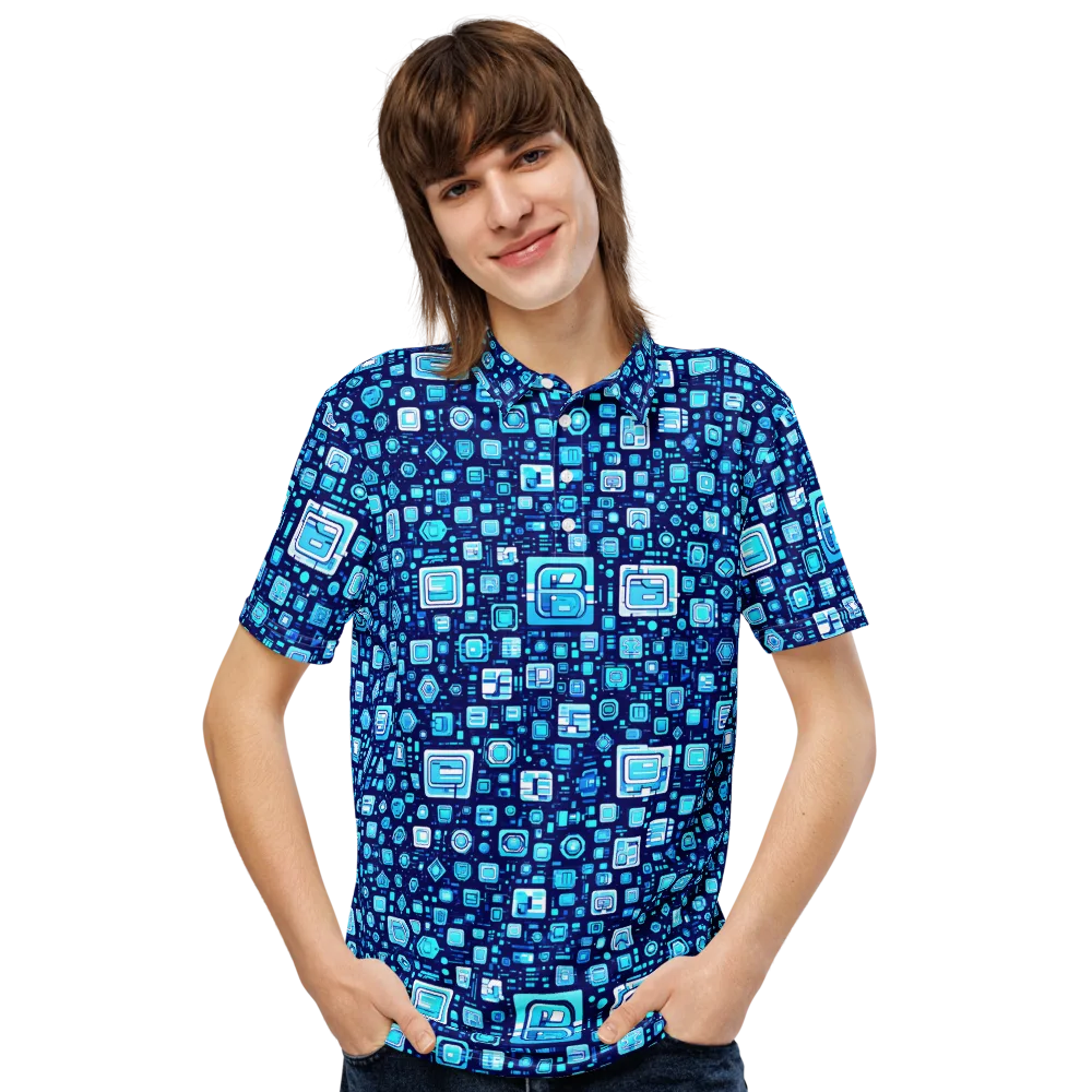 Sapphire Signal on Men's Slim Fit Polo Shirt — Front