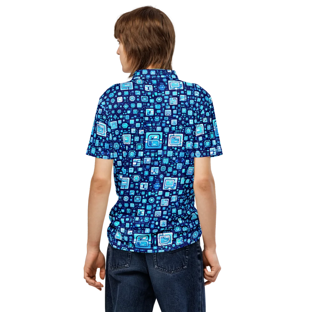 Sapphire Signal on Men's Slim Fit Polo Shirt — Back