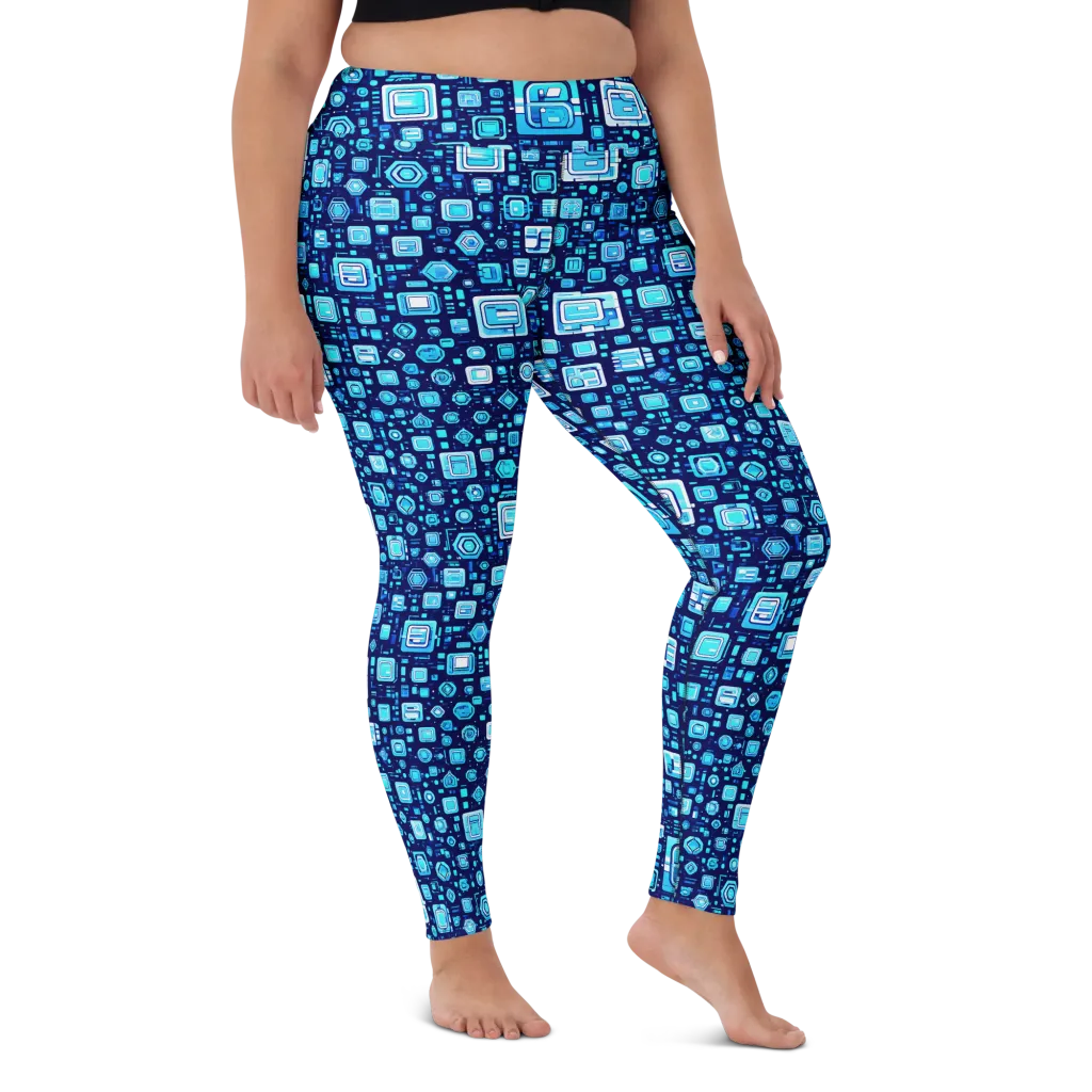 Sapphire Signal on Yoga Leggings — Front