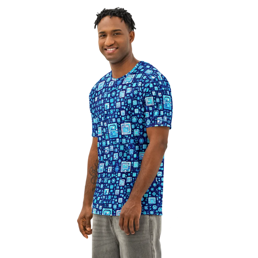Sapphire Signal on Men's Cotton Crew Neck T-Shirt — Left Front