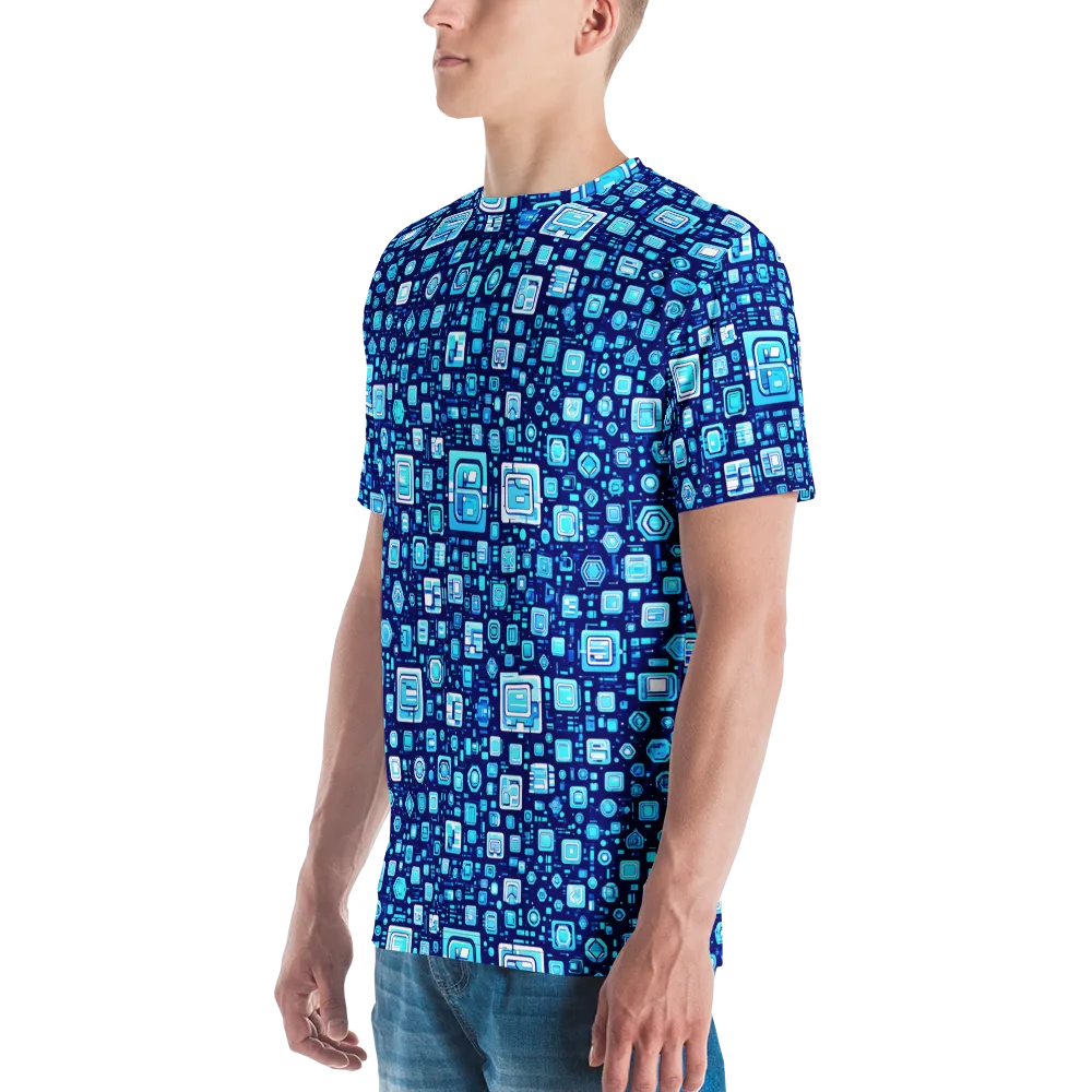 Sapphire Signal on Men's Crew Neck T-Shirt — Left