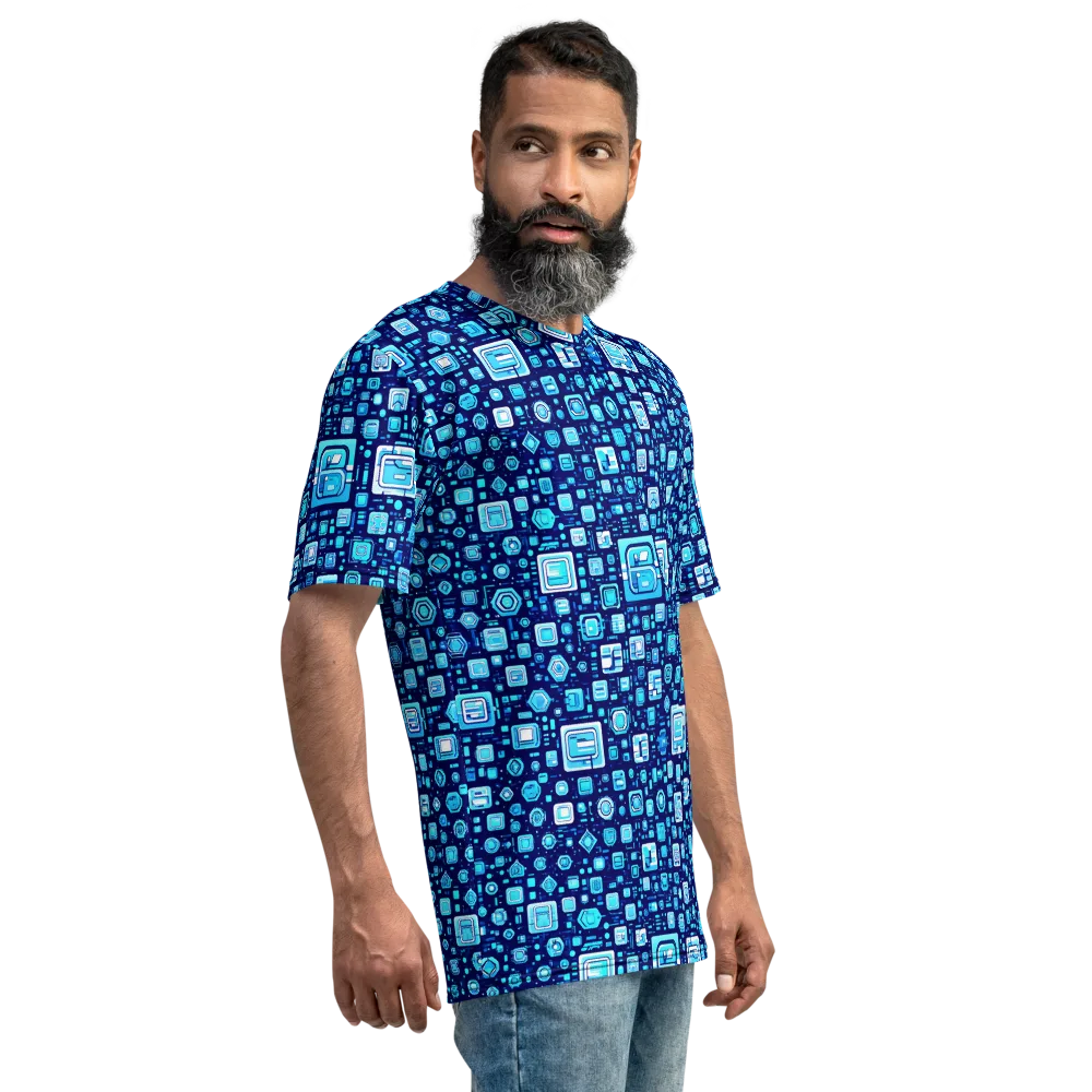 Sapphire Signal on Men's Crew Neck T-Shirt — Right