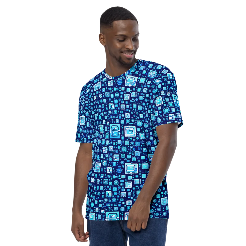Sapphire Signal on Men's Crew Neck T-Shirt — Left